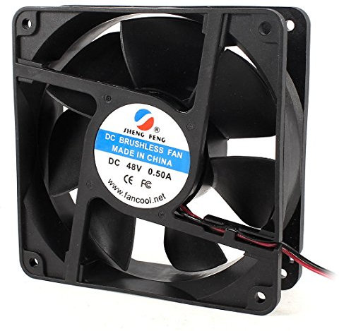 DealMux DC 48V 0.5A 120 Millimetri 2 Wire Ventola di Raffreddamento Nero per Cassa del PC del radiatore di Raffreddamento