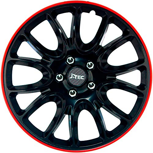 Satz J-Tec Radzierblenden Hero GTR 15-Zoll Schwarz/Rot unrandet