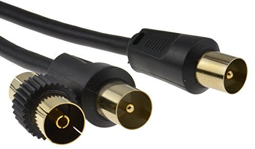 kenable RF TV Freeview Plug to Plug Black Aerial Lead Cable with Coupler 40m [40 metres]