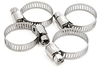 sourcing map 4pcs Collier de Serrage Tuyau Pince Clip Serre Joint Argenté Inoxydable Acier Réglable Vis sans Extrémité 16-25mm Pour Voiture Tuyau Câble