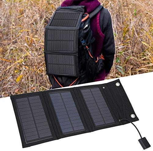 Chargeur solaire portable, pack pliable de panneau solaire 15W Panneaux solaires étanches Banque de puissance de batterie de téléphone pour le tourisme et la randonnée, le camping et le plein air