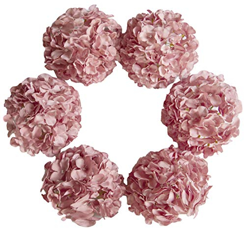 DuHouse Fiori artificiali di ortensia in seta più grandi con stelo, fiori finti di ortensia per matrimoni, casa, giardino, centrotavola, confezione da 6(cammeo)