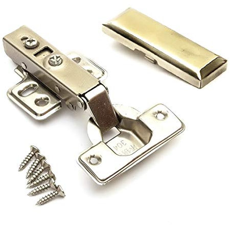 1 Pack Soft Close Cabinet Hinges 110 Degree Kitchen Cupboards Units Door Wardrobes Bookcases TV Cabinets Hydraulic Silver Full Overlay 35mm with Screws and Mounting Plate