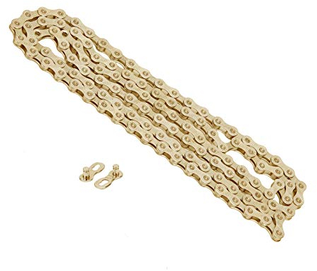 Fahrradkette, Mountain Road Faltbare Stahl 9-Fach verstellbar für Profisportler, Amateure, Bergwanderer, Stadtradelnde, Langstreckenfahrer (Gold)