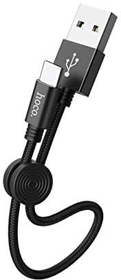 hoco. Short USB C Cable 25cm Ideal Lenght, USB C 3A Fast Charging and Data Sync Cable, USB A to USB C Charger Cable Short for Phones, Power Banks Small Lead, Laptops Type C Short Charge Lead (Black)