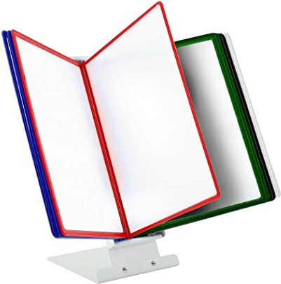 Leviatan Tisch-Sichttafelsystem | Sichttafel-Tischständer Für Schreibtisch | Aufsteller Für Sichttafeln + 10 Konsole Mehrfarbig