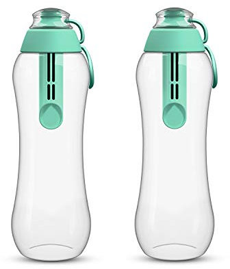 PearlCo - Zwei Trinkflaschen SOFT mit Filter 0,5 Liter (mint) | Wasserflasche BPA-Frei | Schule, Sport, Wasser, Unterwegs