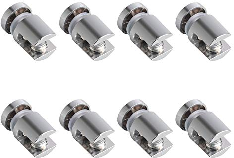 UFURMATE Glass Shelf Bracket, 8 Cylindrical Adjustable Mounts - Glass Clamp Holders, Single-Sided Supports for 6-10mm Acrylic (Polished Chrome)