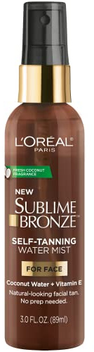 L'Oreal Paris Sublime Bronze Self Tanning Facial Mist, Water-Based Formula, Coconut Water & Vitamin E, 3 fl. Oz