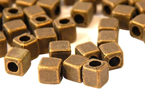 Bronze Zwischenperlen, Zwischenteile Metallperlen 4mm Würfel, Loch 2mm für Lederband, band, kordel Schmuckperlen, Metal Beads 30stk