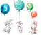 duoyif Wandtattoo Hasen Wandsticker Babyzimmer Wandaufkleber Kaninchen Ballons Wandtattoo Kinder Babyzimmer Wandbilder Tiere Wand Sticker Für Kinderzimmer Spielzimmer Mädchen Junge Wanddeko 67x56cm