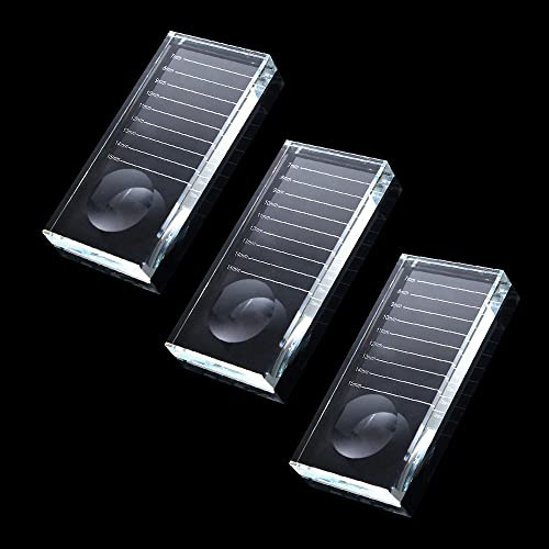 Lot de 3 palettes en cristal 2 en 1 pour extensions de cils, support pour faux cils, colle adhésive, peinture d'ongles, planche en verre tonifiant