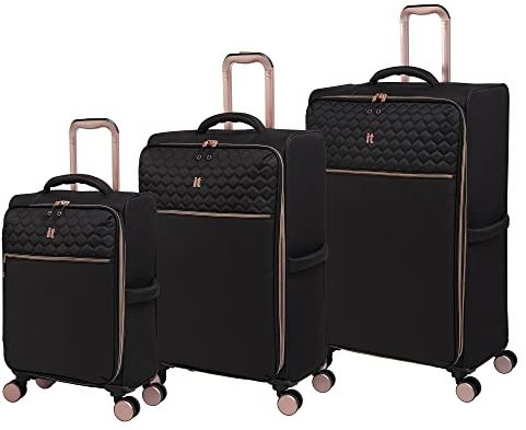 it luggage Divinity II 8 Wheel Expandable Spinner Set, Black (Pack of 3), Black, Pack of 3, Divinity Ii 3 Pc 8 Wheel Expandable Spinner Set