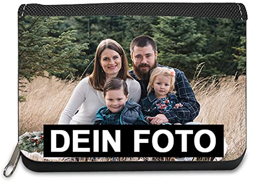 Eurofoto Geldbeutel mit Foto und Text personalisiert | Geldbörse selbst gestalten | Farbe: Schwarz mit Wunschbild