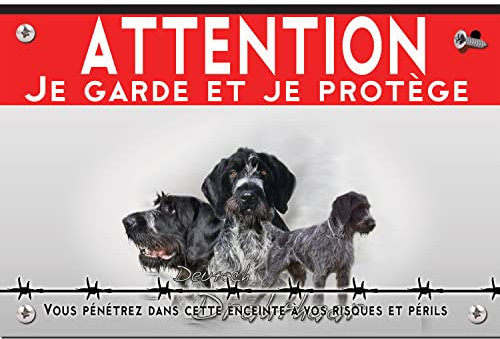 Cartel de metal Atención al perro drahthaars