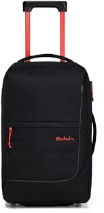 Satch Flow S Trolley Fire Phantom - Schwarz | Als Handgepäck mit 35 L oder großer Koffer mit 55 L, inklusive Wäschebeutel für komfortables Reisegepäck