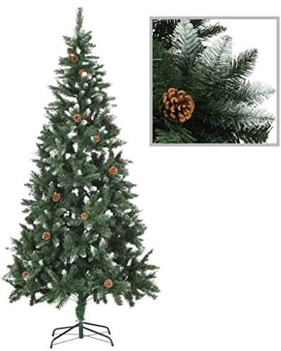 INLIFE Künstlicher Weihnachtsbaum Kiefernzapfen Weißem Glitzer 210 cm