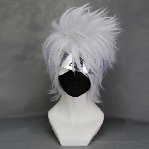 Hatake Kakashi Perücke, kurz, zottelig, für Cosplay, Anime, mit Perückenkappe