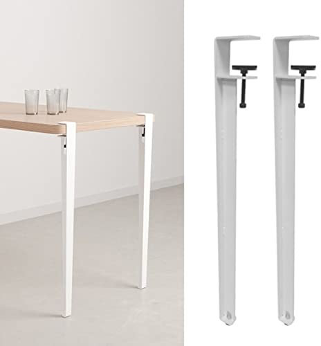 FENGSHOUU Metal Clamp Leg,F-Shaped Furniture Coffee Table Bar Legs,for DIY Console,No Punching Design to Protect The Desktop,with Floor Protectors (71cm(27.9in),White)