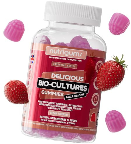 Bio-Cultures Gummy | Gut Support Complex | Strawberry Flavour | 60 Vegan Gummies | Support Wellbeing & Gut Health by NUTRIGUMS®