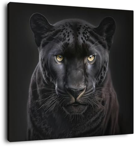 Ceanothe Tableau sur toile portrait panthère 45x45 cm Décoration Murale Art Décoratif Muraux Peinture Imprimée en HD Salon Chambre Bureau Bois de Forêt FSC Fabriqué en France