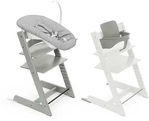 Stokke Tripp Trapp Chair with Newborn Set and Baby Set, Glacier Green - Safe, Adjustable, Ergonomic Design