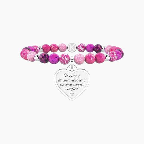 KIDULT - Bracciale Nonna con agata multicolor e ciondolo cuore