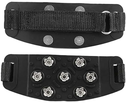 MagiDeal Schuhspikes Schuhsteigeisen, mit 7 Spikes Schneeschuhgreifer, Eisstollen Steigeisen Spikes Traktionsstollen zum Wandern