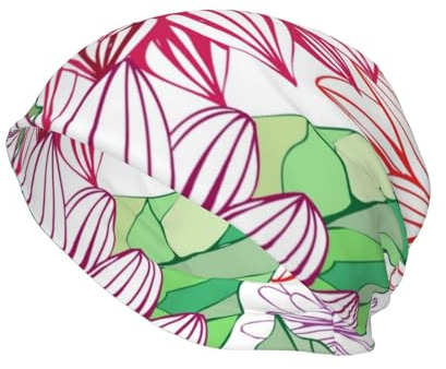 ELMAIN Beanie-Mütze für Herren und Damen, weich, warm, Strickmütze, buntes Dahlie-Blumenmuster, Buntes Dahlie-Blumenmuster, One size