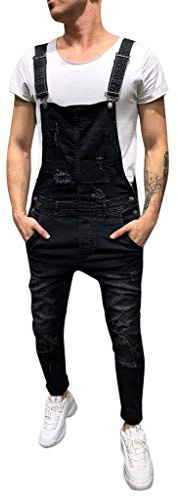 Salopette da uomo stretch skinny jeans da uomo per il tempo libero nero pantaloni jeans con fori Slim strappati pantaloni in denim elegante sottile e versatile elastico per attività all'aperto, comodi