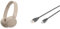 Sony WH-CH520 Wireless Bluetooth Headphones - up to 50 Hours Battery Life with Quick Charge, On-ear style - Beige & DIGITUS 1m USB 2.0 A Male - Mini B Male Connection Cable Length - Black