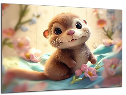 Munera Design - Bild 30x40 - süße niedliche Tiere Otter - Wand-Bilder Kinder-Zimmer