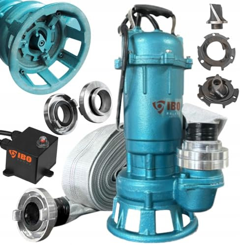 1500W Submersible Dirty Water Pump Grinder Sewage Well Septic Flood Sewage Sump (1500W Pump & 20m White FIRE Hose)