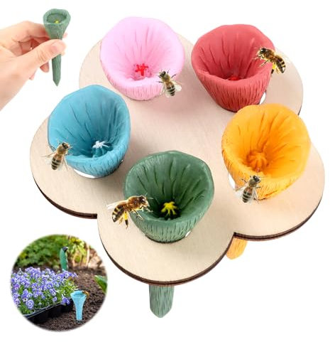 NVIYAM Bee Insect Drinking Cup, Bee Cup for the Garden, Colourful Bee Insect Drinking Cups, Thirsty Pollinators Need a Drink, Bees Need Safe Drinking Places (Multi-Colour)