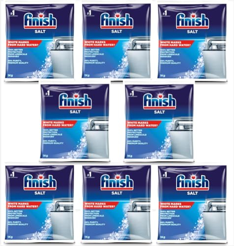 Finish Dishwasher Salt, 8kg, Prevents Limescale Build Up, Effective against Hard Water (8 x 1kg)