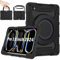 ROISKIN for iPad Pro 11 inch M4 Case 2024 with HD Screen Protector & Shoulder Strap,Heavy Duty Shockproof Case for iPad Pro 11 Inch 5th Generation,Pencil Holder-Rotating Stand Case for Kids-Black