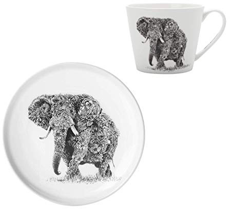 Dekomiro Maxwell & Williams Marini Ferlazzo Tazza e Piatto African Elephant in porcellana Bone China