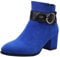 Canvas Schuhe Damen 41 Mode Damenstiefel Einfarbig Seitlicher Reißverschluss High Heel Grobabsatz Kurze Stiefel Schuhe Damen Wasserdicht Rot (Blue, 37)