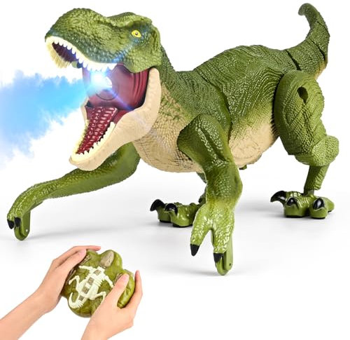 Ferngesteuerter Dino Geschenk für Kinder, RC T-rex Dinosaurier Spielzeug Elektrischer Prähistorische Kreaturen, Weihnachts- und Geburtstagsgeschenke für Jungen im Alter von 3-15 Jahren (Grün)