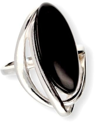 Generisch Design 925 Silber RING mit Onyx, Schwarz, inkl. ETUI (59 (18.8))