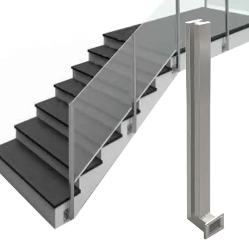 SAFWELAU Parapetto Ringhiera In Acciaio Inossidabile Palo per ringhiera in vetro a montaggio laterale con Kit Completo, Morsetto per rubinetti per pannelli in vetro per gradini esterni/ville balcone/s