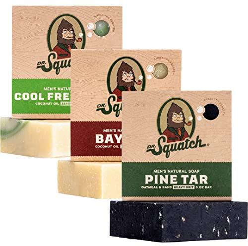 Dr. Squatch Natural Soap Bar for Men, 3 Pack to Choose From - Laurel Rum, Cool Fresh Aloe, Pine Tar
