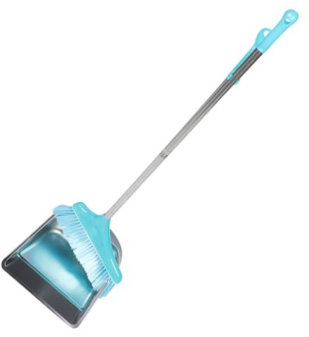 Beavorty Stainless Steel Dustpan for Outdoor Cleaning Heavy Duty Broom Set Kitchen Broom and Dustpan for Garden Sweeping and Indoor Use