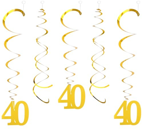 20 Stück Gold 40 Geburtstag Wirbel Deko, 40 Geburtstag Deko Gold, Spiralen Girlande, 40. Geburtstags Männer und Frauen, Party 40 Happy Birthday(40)