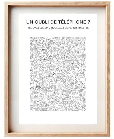 Les Creas de Papa Affiche Murale Jeu Cherche et Trouve pour WC – Décoration Originale et Ludique pour Toilettes – Idée Cadeau Amusante et Pratique - Difficulté Difficile