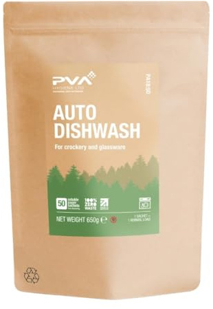 PVA Hygiene Water Soluble Paper Sachets Machine Dishwash (Pack 50) | Pre-dosed paper sachets dissolve fully during cycles to prevent commercial machine clogging and reduce plastic waste.