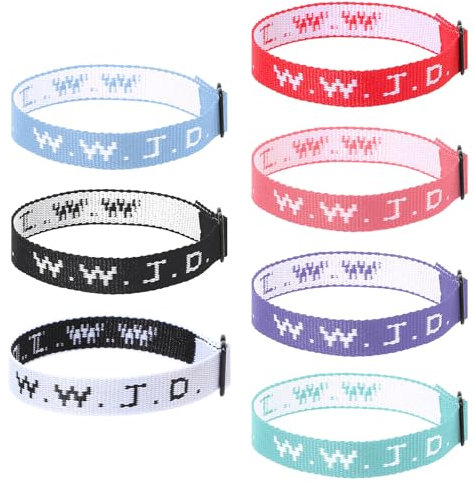YUXIANLB WWJD-Armbänder, verstellbare Armbänder, What Would Jesus Do, modisches und minimalistisches Jesus-Armband für Damen und Herren, christliches Armband, religiöses Armband, Geschenk, 7 Stück