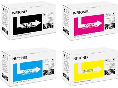 TK5230 TK-5230 Toner Kompatibel für Kyocera Ecosys P5021cdw Toner für M5521cdw P5021cdn M5521cdn P5021 M5521 TK-5230K TK-5230C TK-5230Y TK-5230M (Schwarz Cyan Gelb Magenta, 4er-Pack)
