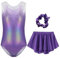 Happy Cherry Body Ginnastica Artistica Ragazze Balletto Leotards Senza Maniche con Gonnellino e Fascia per Capelli Danza Classica Ritmica Body Costumi di Balletto Brillante Viola 7-8 Anni