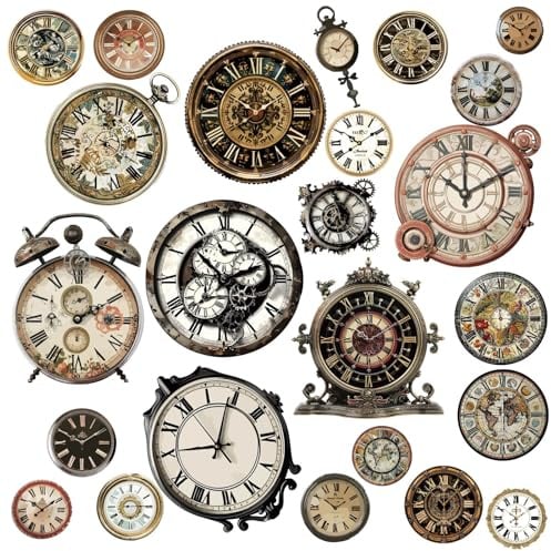 craspire 8 Blätter Uhr Wandaufkleber Retro Fensteraufkleber PVC Wasserdicht Selbstklebend Wandaufkleber Abnehmbar für Fenster Dekor Clings Treppenhaus Housewarming Geschenk